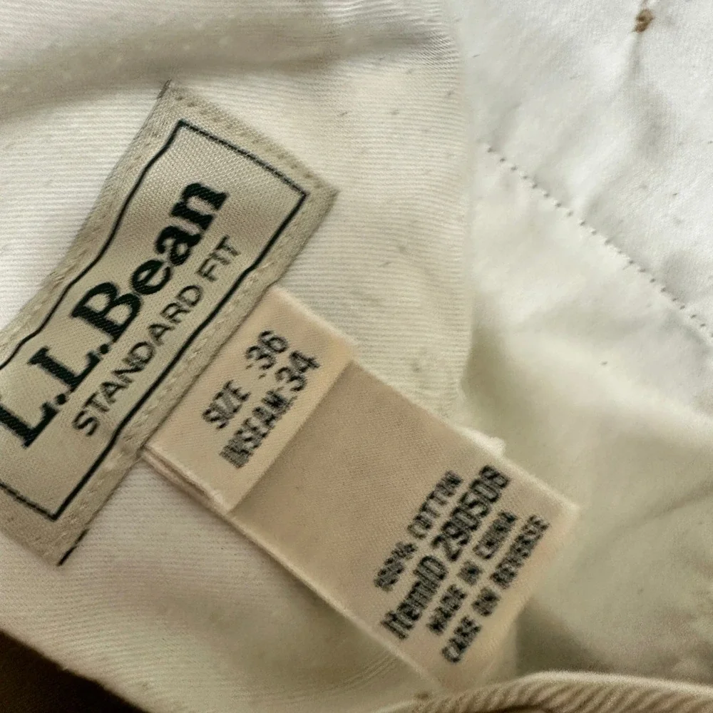 LL Bean Standard Fit Chinos‎ Khaki Tan Mens Size 36x34 Pleated